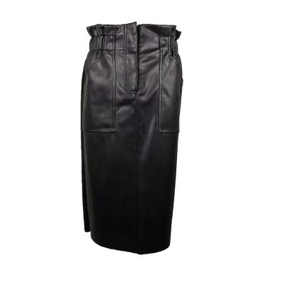 China 2021 spring anti-static girl's fashion color leather black skirt for sale