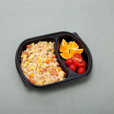 China Factory Supply Direct Disposable Clear Plastic Packaging Box Salad Sushi Lunch Box 2 Compartment For Food for sale