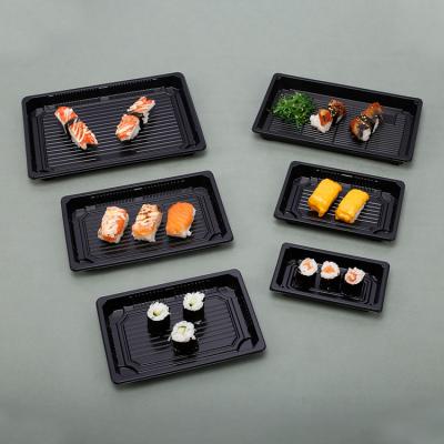 China Disposable Multifunctional Plastic Plates Disposable Sushi Box Trays Sushi Bowl Disposable Food Tray With Lid for sale