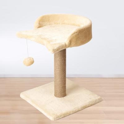 China Viable Cat Shape Cat Head Tower With Small Ball Wooden Fashion Cat Tree for sale