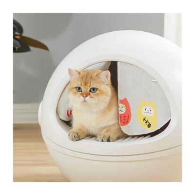 China Custom Stored Flip Cover Large Space Deodorization Cat Pet Trash Can Toilet With Replaceable Cartoon Curtain for sale