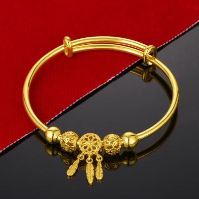 China Environmental Friendly Vintage Saudi Dubai Vietnam 24K Gold Plated Dream Catcher Jewelry Bracelets Bangles For Women Girl for sale