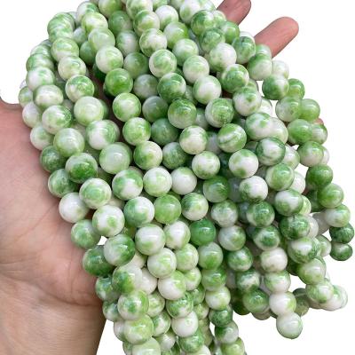 China Environmental Friendly Natural Green Persian Jade Stone Beads 4mm, 6mm, 8mm, 10mm, 12mm Round DIY Loose Gemstone For DIY Jewelry Making for sale