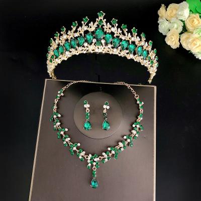 China Environmentally Friendly Crystal Rhinestone Princess Crowns And Red Green Tiaras Wedding Bridal Hair Accessories Jewelry Designer Sets For Girl Birthday for sale