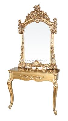 China Commercial Furniture European Style Gold One Side Living Room Furniture Mirror With Table HB-B349-B1 for sale