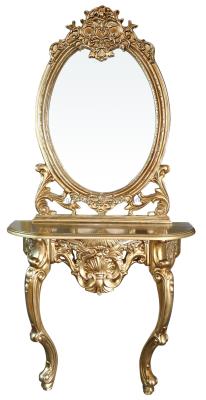 China Commercial furniture European style hair salon mirror station with gold color HB-B352-B1 for sale