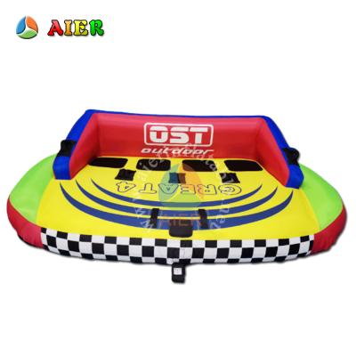 China water proof & good quality fire resistance backrest water four person inflatable sofa sold in large quantities type 840D nylon and 0.6/0.7MM PVC for sale