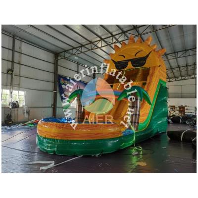 China waterproof & Fire resistance sun inflatable water slide (double channel) for kids and adults for sale