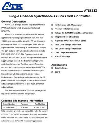 China Single Channel Synchronous Buck PWM Controller Single Channel Synchronous Buck PWM Controller  ATKIC AT8853Z for sale