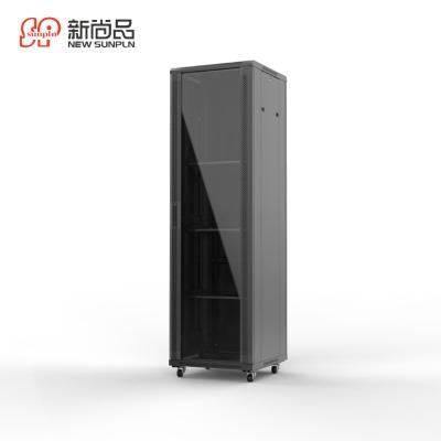 China SPCC Cold Rolled Steel 42U Server Rack Cabinet With Safe Locking Door - 19 Inch 4 Post Adjustable Portable Network Equipment Enclosure On Wheels for sale