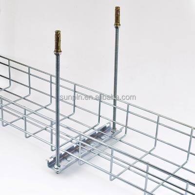 China Cable Management Power Cable And Computer Electro Zinc 4mm 5mm 6mm Wire Mesh Type Cable Tray Porcelain Factory for sale