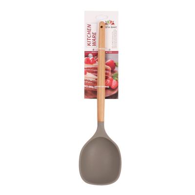 China Amazon Best Long Handle Kitchen Utensils Food Grade Silicone Viable Selling High Temperature Heat Resistant Spoon for sale