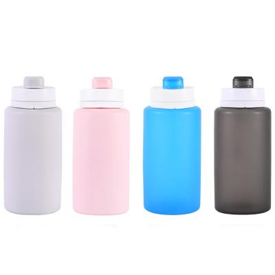 China New Creative Sustainable Portable Outdoor Sports Water Cup With Handle Silicone Folding Water Bottle for sale