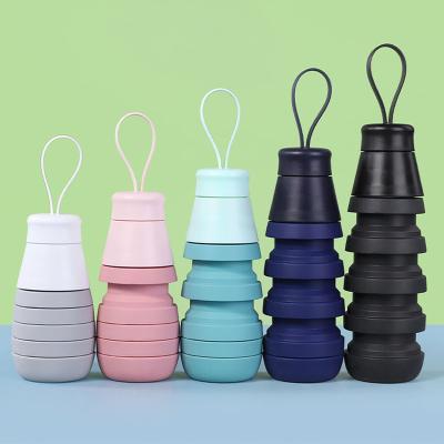 China Durable Outdoor Sports Large Capacity Portable High Temperature Anti-drop Silicone Water Cup Telescopic Folding Bottle for sale