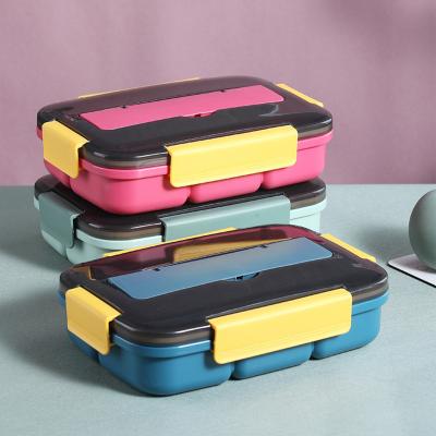 China 2022 Large Capacity Viable Portable Microwave Plastic Lunch Box With Cutlery Bento Lunch Box For Kids for sale