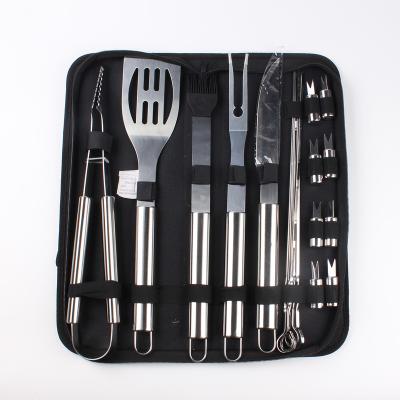 China Easily Cleaned 16.5 Inch Outdoor Camping BBQ Tools Set 18pcs Package Storage Bag BBQ Grill BBQ Set for sale