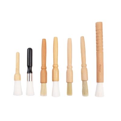 China Easily Cleaned Amazon Hit Barbecue BBQ Tools Wooden Barbecue Brush Handle Bristle Pig Hair Basting Brushes for sale