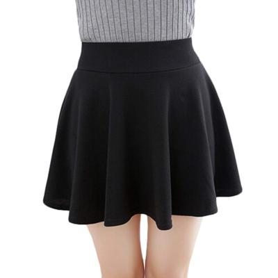 China Ladies Black Pleated Soft Stretch Basic Mini Flare Skater Skirt Wholesale Women Breathable for sale