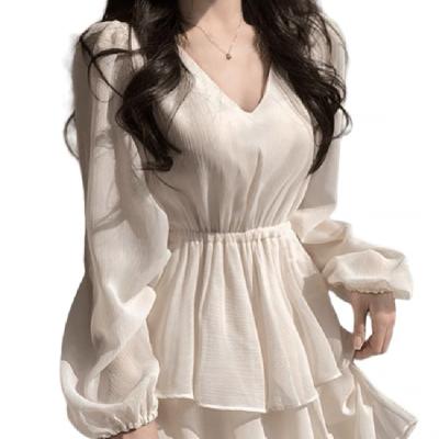 China New Arrivals Elegant Dress Elastic Waist Long Sleeve Anti-Static Ruffled Muslim Dress for sale