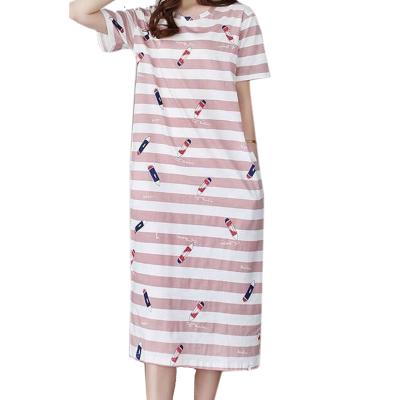 China QUICK DRY Women's Nightgown Short Sleeve Sleepwear Comfortable Sleep Shirt Pleated Scoopneck Nightgown Pajamas For Ladies Home Wear for sale