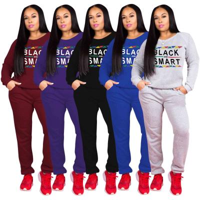 China Wholesale Letter Printing Breathable Women Tops And Pants 2 Piece Winter Sweatsuit Set for sale