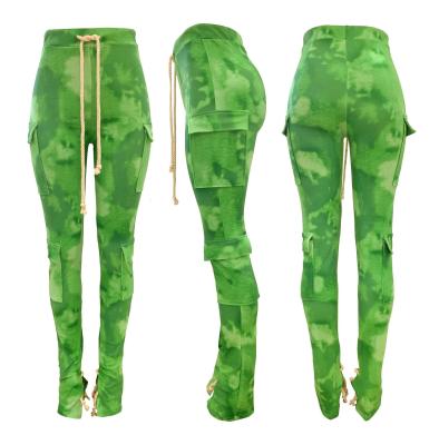 China Anti-pilling Women Clothing Plus Size Pants Rope Split Pants Shear Pocket Pants Overall Sweatpants Stacked Cargo Pants for sale