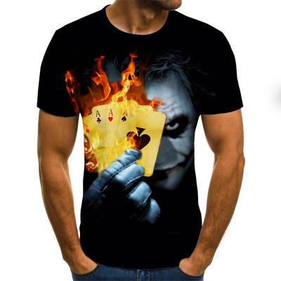 China 2021 Summer Clown T Shirt men's anti-wrinkle joker face shirts printed terror 3d man clothing plus size t-shirt casual clothes for men for sale