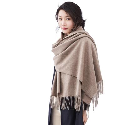 China Luxury thick custom wool poncho shawl knitted women 100% wool scarves ladies winter plain scarves pashmina blanket for sale