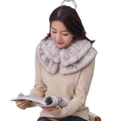 China Rex Rabbit Fur Collar Scarf Wrap Real Fur Collar Winter Fashion Double Layers Women Warmer For Girls for sale