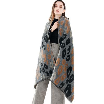 China 2021 Design Acrylic Warm Winter Shawl Camouflage Leopard Cashmere Elegant Soft Warm Scarf For Women for sale