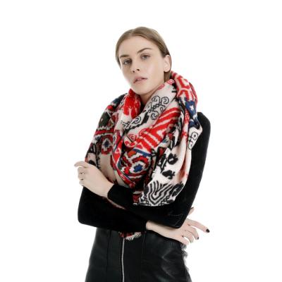 China Factory direct sale 2021 America style acrylic women warm winter square floral print scarf with for sale