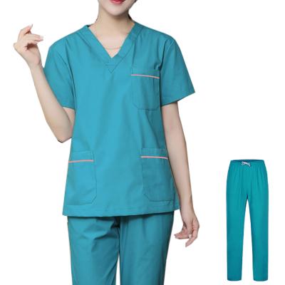 China New Hospital Doctor Medical Set Shorts Sheathed V-Neck Uniforms Workwear Surgery Clothing Tops Pants for sale