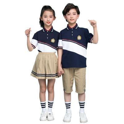 China School school summer clothes, pants British style for infants and children, summer school uniform for sale