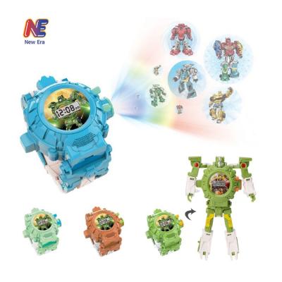 China Battery Operated Toy 3 in 1 Projection Transform Toy Watch Deformation Robot Toy for sale