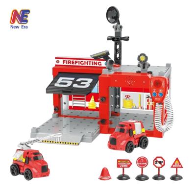 China Friction Assembled Fire Fighting Toy With Interphone 58*54*70CM for sale