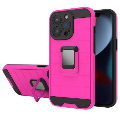 China Shockproof Shockproof Mobile Phone Case Verus Brushed Metal Ring Holder Case For iPhone 13 Pro for sale