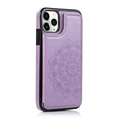 China New Dustproof 3D Embossed Datura Flower PU Leather Case For iPhone 12 Pro Max Leather Back Case With Card Slot Holder for sale