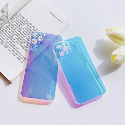 China Fashion.simple Case For iPhone 12 Dimming Laser Rainbow TPU Clear Case With Camera Protective Phone Case for sale