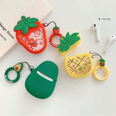 China Liquid silicone 3D popular fruit case earphone case pocket pineapple earphone case for air pod for sale