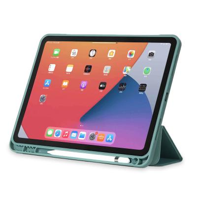 China Smart Dustproof Auto Sleep/Wake Triple PU Silicone Leather Case with Pencil Slot Case for iPad Air 4 10.9 2020 Flip Leather Cover for sale