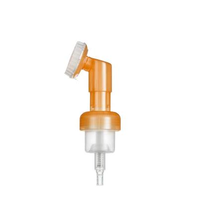 China 30mm Bubble 0.4cc Kid Safe Orange Pump With Brush Face Wash Hand Wash Bottle Pet Pump Facial Cleaner Head for sale