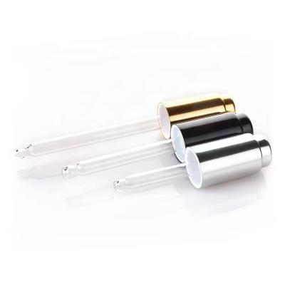 China New Design 18mm Dropper Press Pump Child Safe Aluminum Push Up 20mm Glass Bottom With Glass Pipette For Glass Bottle for sale