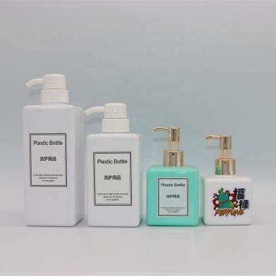 China Skin Care Packaging 250ml 300ml 400ml 600ml PETG Personal Plastic Packaging Screen Printing Pump Bottle Plastic Packaging Pump Bottle Lotion Square Container for sale