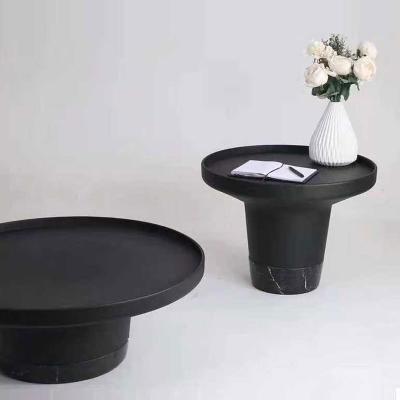 China 2021 New Hao Contemporary Black Modern Simple Round Portable DIY Coffee Table Quick Installation Marble Coffee Table for sale