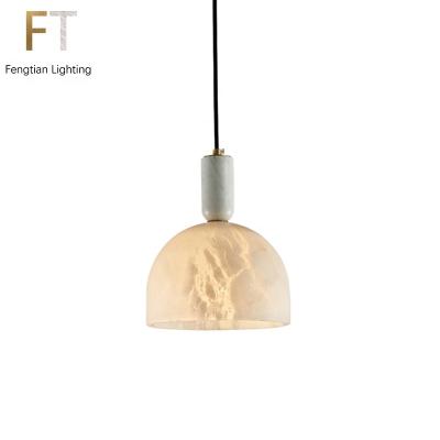 China Modern Simple Style Droplight Living Room Bedroom Alabaster Lampshade Marble Chandeliers for sale