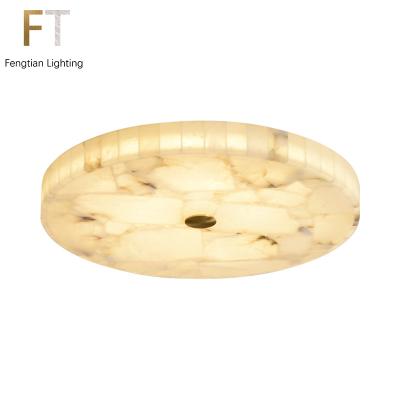 China Modern Chinese Circular Light New Simple Alabaster Luxury Copper Lamp Outdoor Mounted LED Absorb Dome Light Study Bedroom Ceiling Lamp for sale