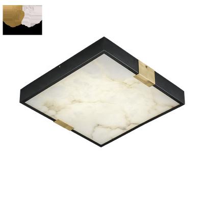 China Surface Mounted Simple Light Absorbing Alabaster LED Ceiling Lamp Study Bedroom Ceiling Lamp Copper Luxury Modern New Chinese Square Lamp for sale