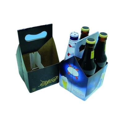 China Recycled Materials Custom Color Printed Wine Carrie Recycled Kraft Paper Corrugated Box Beer Bottle Carrier Carrier Rack for sale