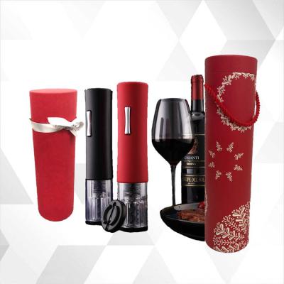 China Handmade Wine Accessories Packaging Boxes Wine Electric Opener Custom Paper Tube Packaging Single Bottle Wine Box for sale