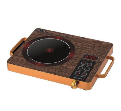 China Factory direct sale wood grain style infrared style double hob household cooker ring with button 2200W infrared cooker price for sale